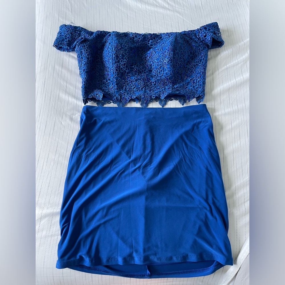 Two Piece Royal Blue HOCO dress size 12 (brand: Alyce)